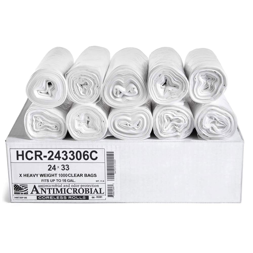 Can Liner, High Density, 24x33 Rolls, Natural, 5 Micron, Fits 12-16 Gallon